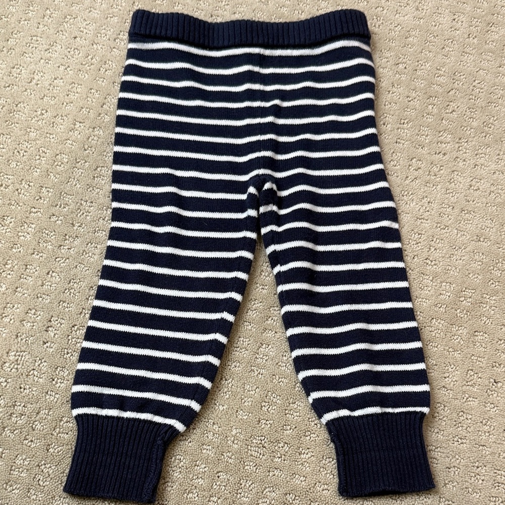 Janie and Jack Navy and White Striped Knit Pants